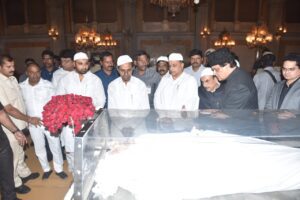 CM KCR pay homage to mortal remains of Nizam Mukarram Jah Bahadur at Chowmallah Palace.