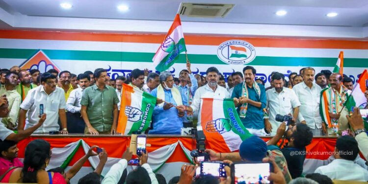 Karnataka Congress inducted two leaders into the party ahead of polls.