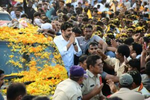 Nara Lokesh gets a rousing welcome from TDP activists in Kadapa. (Supplied)