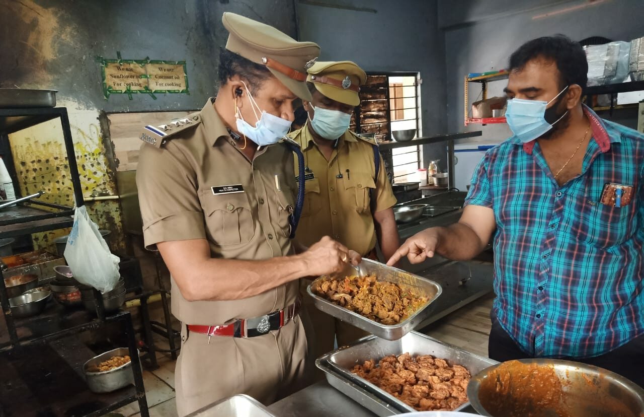 Nagarasabha Health Squad inspection at a Thiruvananthapuram eatery following recent food poisoning cases.