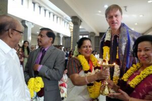 Omana Gangadharan (centre) with Stephen Timms (second from right) and Ayesha Chowdhury
