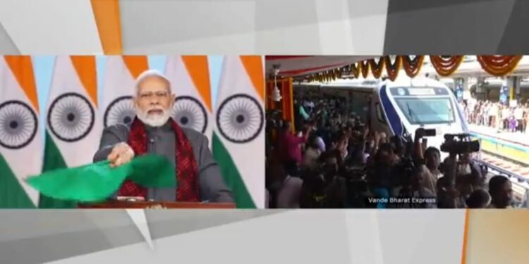 Prime Minister Modi virtually flagged off the Secunderabad-Vizag Vande Bharat Express. (Screengrab)