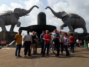 Sadhnala Babu (2nd from left) with French tourists in Yanam. (Supplied)