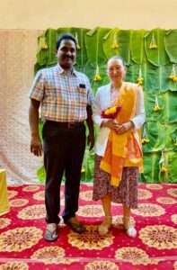 Sadhnala Babu with Lise Talbot Barré, Consul general of France, on her visit to Yanam. 