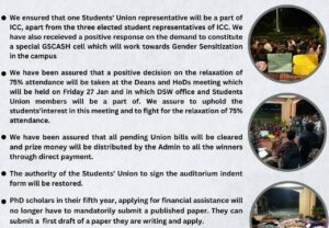 Student's Union announcement after calling off the GSCASH protest