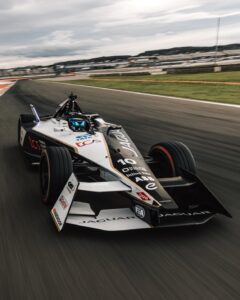 Test run of the Jaguar car ahead of the 2023 Formula E Prix. It will be one of the teams participating in the Hyderabad E Prix.