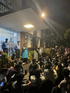 The EFLU student's protest continued after the evening. 