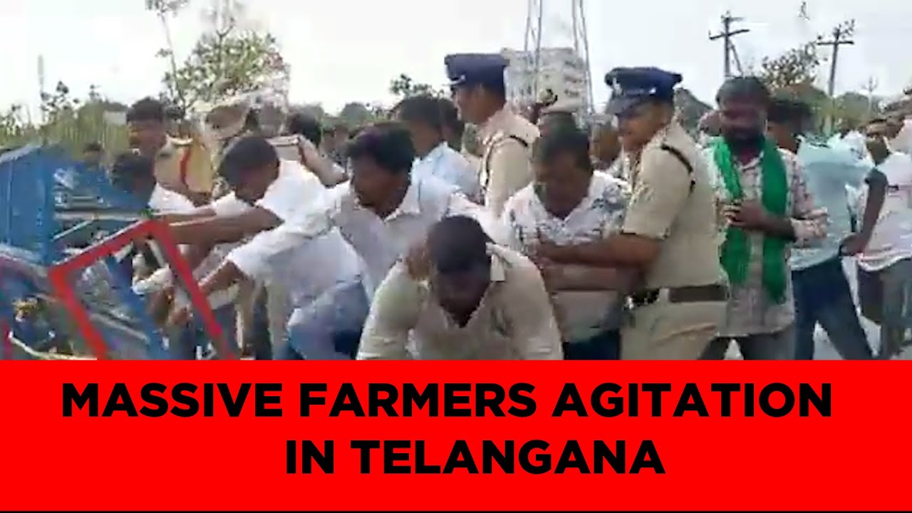 Massive protest by farmers against land acquisition in Telangana