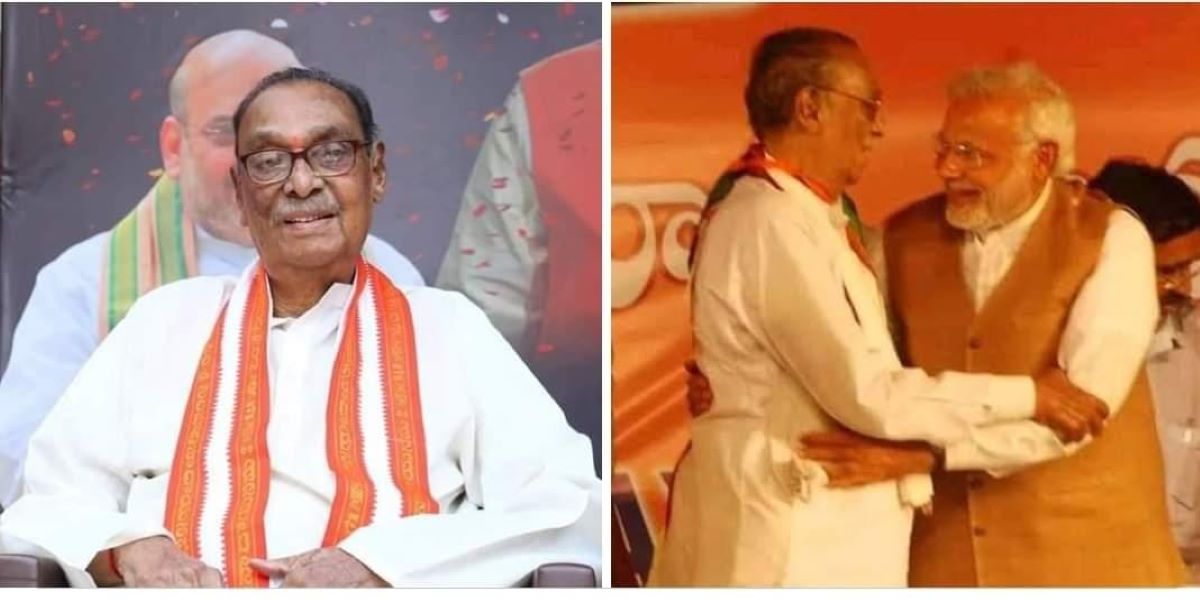 (Left) PV Chalapathi Rao, BJP leader who built party in north Andhra region; (Right) Chalapathi Rao with PM Narendra Modi