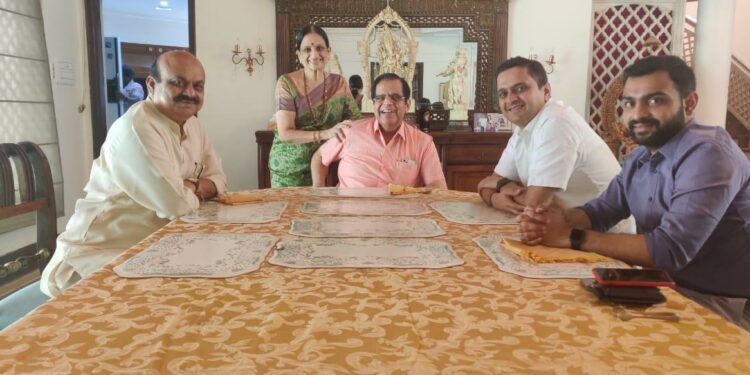 CM Basavaraj Bommai with the BMS trustees - A Photograph released by HDK
