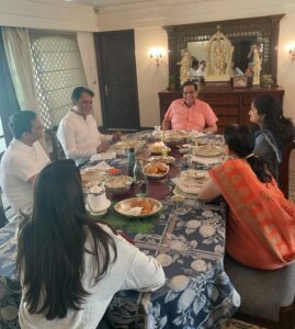 Dr Ashwath Narayan dining with BMS Trustee members