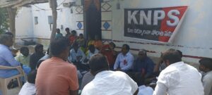 Dalit people protest along with KNPS organisation outside MRO office.