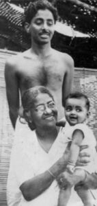 Lalithambika Antharajanam with her son and fiction writer N Mohanan, and holding her granddaugher Sarita Mohanan Bhama, the author of this piece