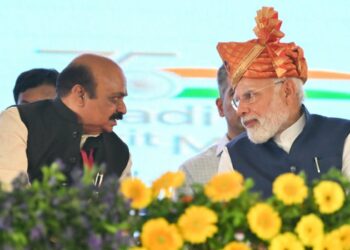 Prime Minister Narendra Modi neither mentioned the name of Chief Minister Basavaraj Bommai nor praised him during Shivamogga and Belagavi event on Monday. (CMO)