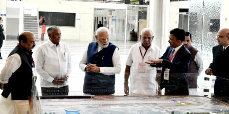 Prime Minister Narendra Modi inaugurated the newly developed greenfield Shivamogga airport on Monday. (Narendra Modi /Twitter)