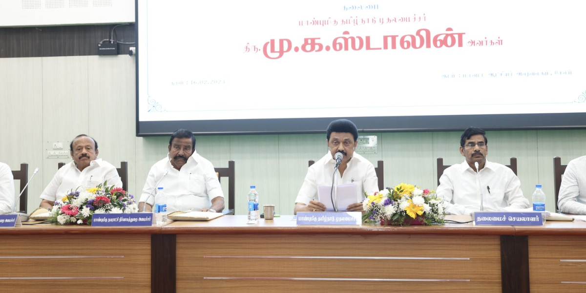 Ministers including KN Nehru (Municipal Administration), MRK Panneerselvam (Agriculture), Udhayanidhi Stalin (Youth Welfare and Sports), and government secretaries, took part. (CMO Tamil Nadu/Twitter)