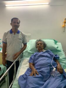 93 year old Jayalakshmi after the hip replacement surgery.
