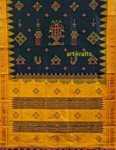 Ilkal silk saree with Kasuti embroidery motifs/designs