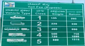 The toll charge list put up at Kaniminike toll plaza at near Sheshagirihalli on the Bengaluru-Mysuru Express-Highway