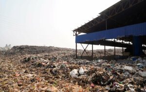 The Brahmapuram dump yard in Kochi where the plastic waste caught fire leading to pollution