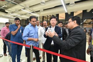 KTR and Foxconn Chairman Young Liu at T-Works, India’s 'largest' hardware prototyping centre.
