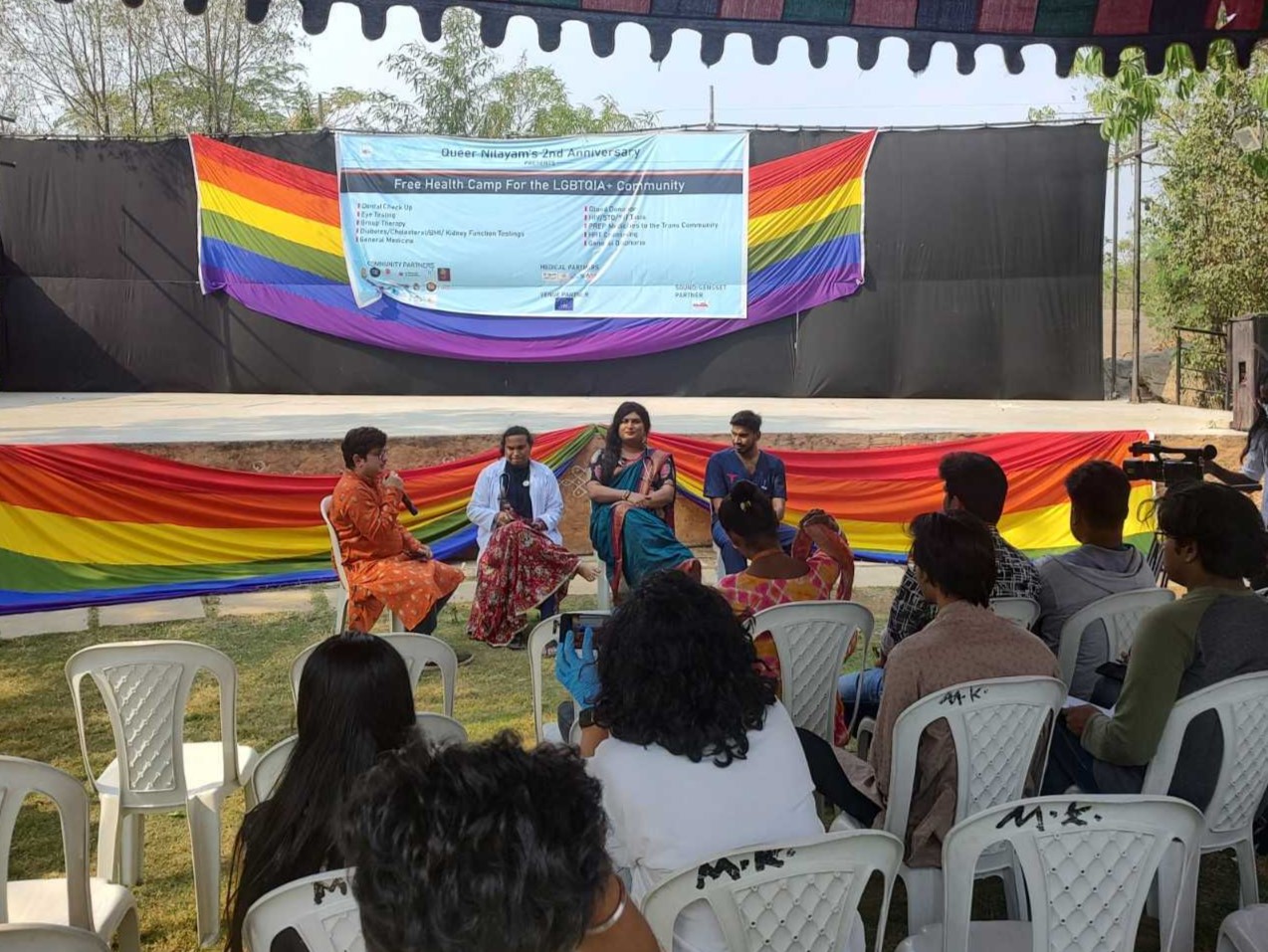 Dr Ruth John Paul and Dr Praachi Rathore speaks at the LGBTQIA+ free health camp in Hyderabad.