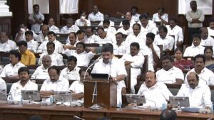 Finance Minister Dr Palanivel Thiaga Rajan presenting the Budget on Monday, 20 March.