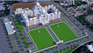 A model of the new Telangana Secretariat. 