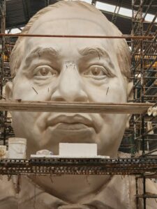 Face designed by Ram and Anil Sutar of 125 foot tall Ambedkar statue in Hyderabad