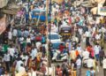India population. A crowded street in Mumbai.