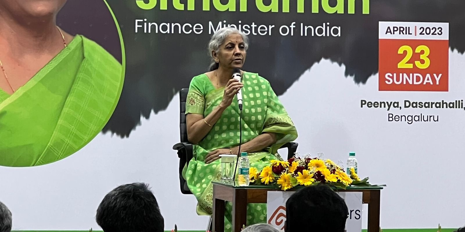 Nirmala Sitharaman speaking in Bengaluru. (Twitter)
