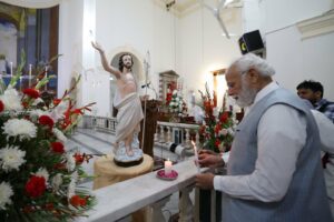 Prime Minister Narendra Modi at the Sacred Heart Cathedral in New Delhi for Easter.