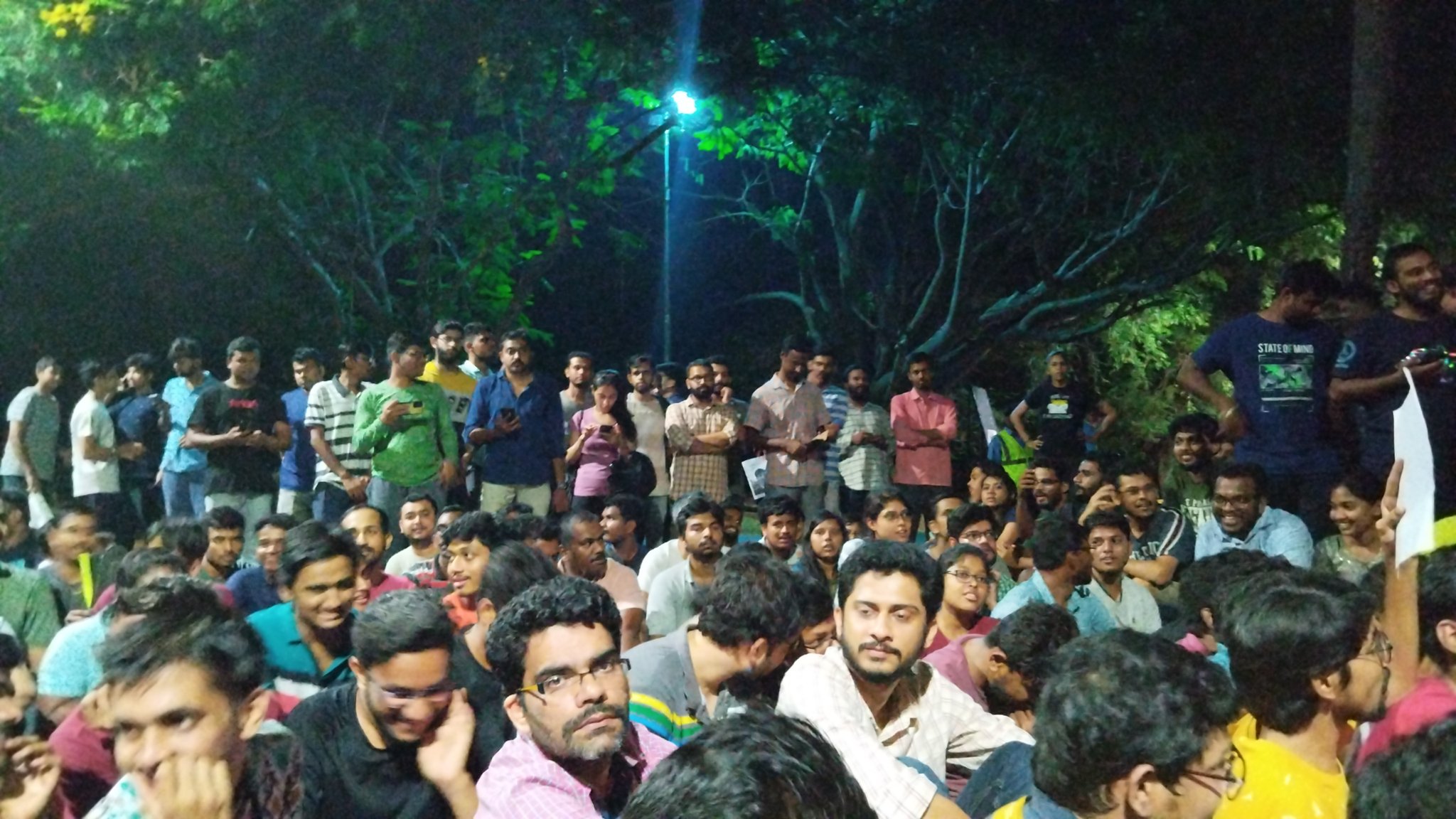 IIT-M students protesting on the campus on Wednesday night. (Supplied)