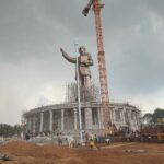 Under construction 125 foot tall Ambedkar statue in Hyderabad