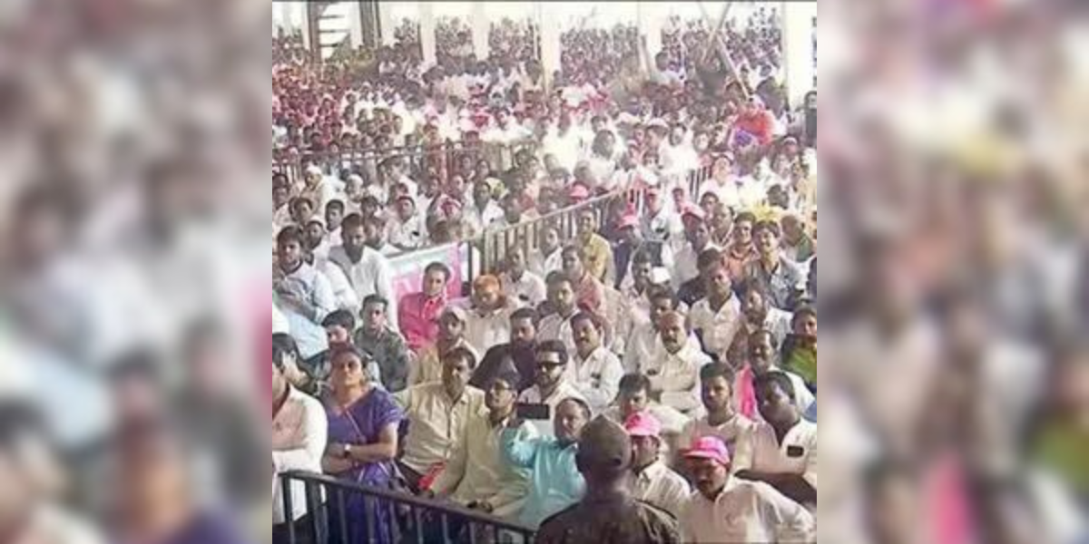 The large public gathering for the BRS meeting at Nanded, Maharashtra. (Screengrab/Twitter)