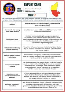 The Report Card on Subject: Federalism