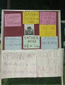 Posters put up by protesting students on IIM-M campus. (Supplied)