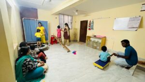 Children working with therapists at SYNAPSE in Chennai. (supplied)