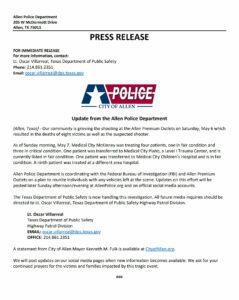 A press release from the Allen city police department