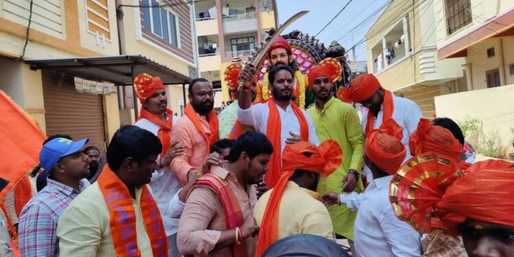 Bajrang Dal members during a rally in Hyderabad. (Twitter)