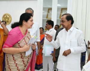 CM KCR with Tribal, Women and Child Welfare Minister Satyavathi Rathod