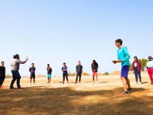 Children in Meghalaya being trained for Ultimate Frisbee