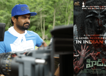 Director Aneel Kanneganti and the 'Hidimba' movie poster. (Supplied)