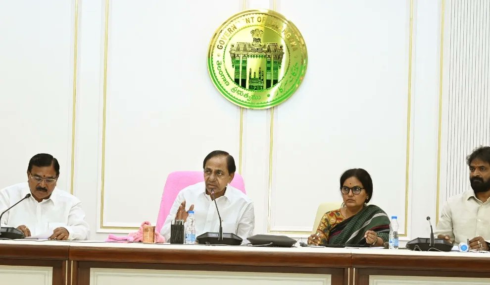 Telangana welfare scheme: KCR at the first review meeting held at the new Secretariat. (Twitter)