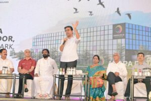Minister KTR speaking at launch of Telangana's first gigafactory in Mahbubnagar.