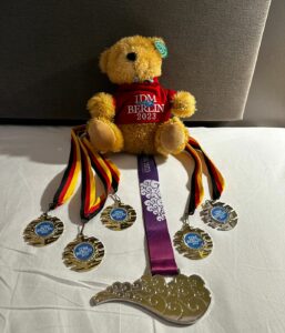 Niranjan Mukundan medals from the Berlin Para-swimming World Series.