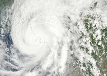 Satellite view of cyclone Mocha. (NASA)