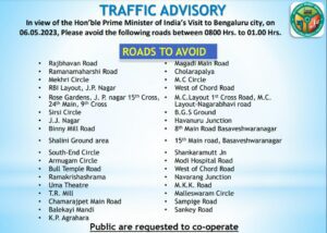 Traffic Advisory for Modi's Road Show on Saturday