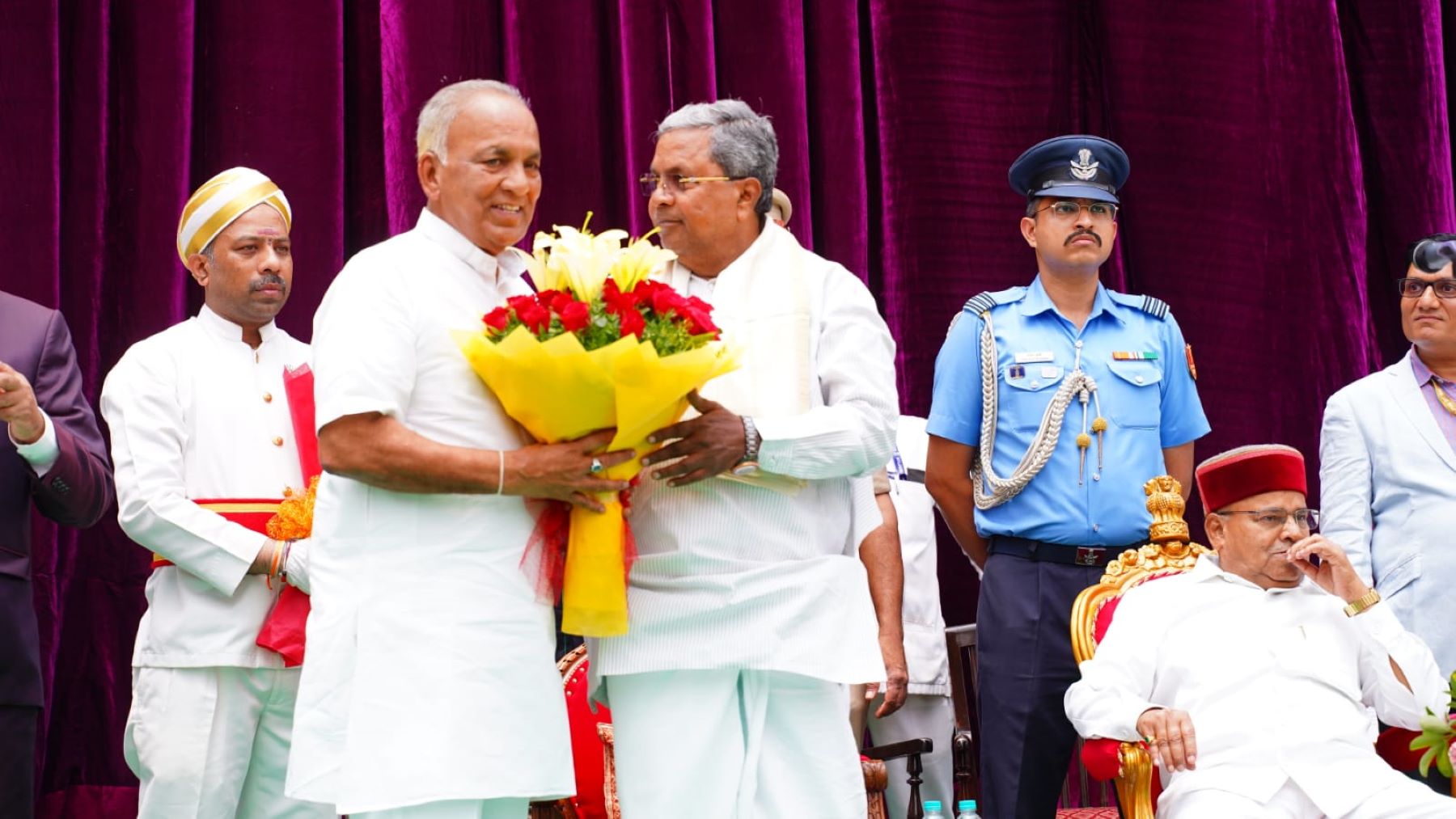 N S Boseraju taking oath as minister in Siddaramaiah cabinet.