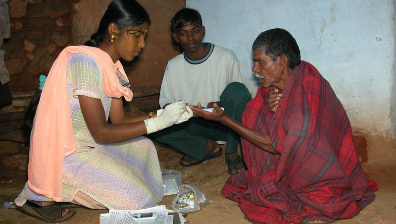 Representative picture of diabetes being checked in rural areas. (Wikimedia Commons)